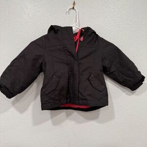 Cherokee 18M Black & Red Hooded Puffer Jacket Toddler Winter Coat Kids Outerwear